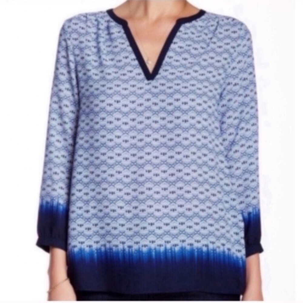 NYDJ Shirt Womens Extra Small Blue Print Blouse